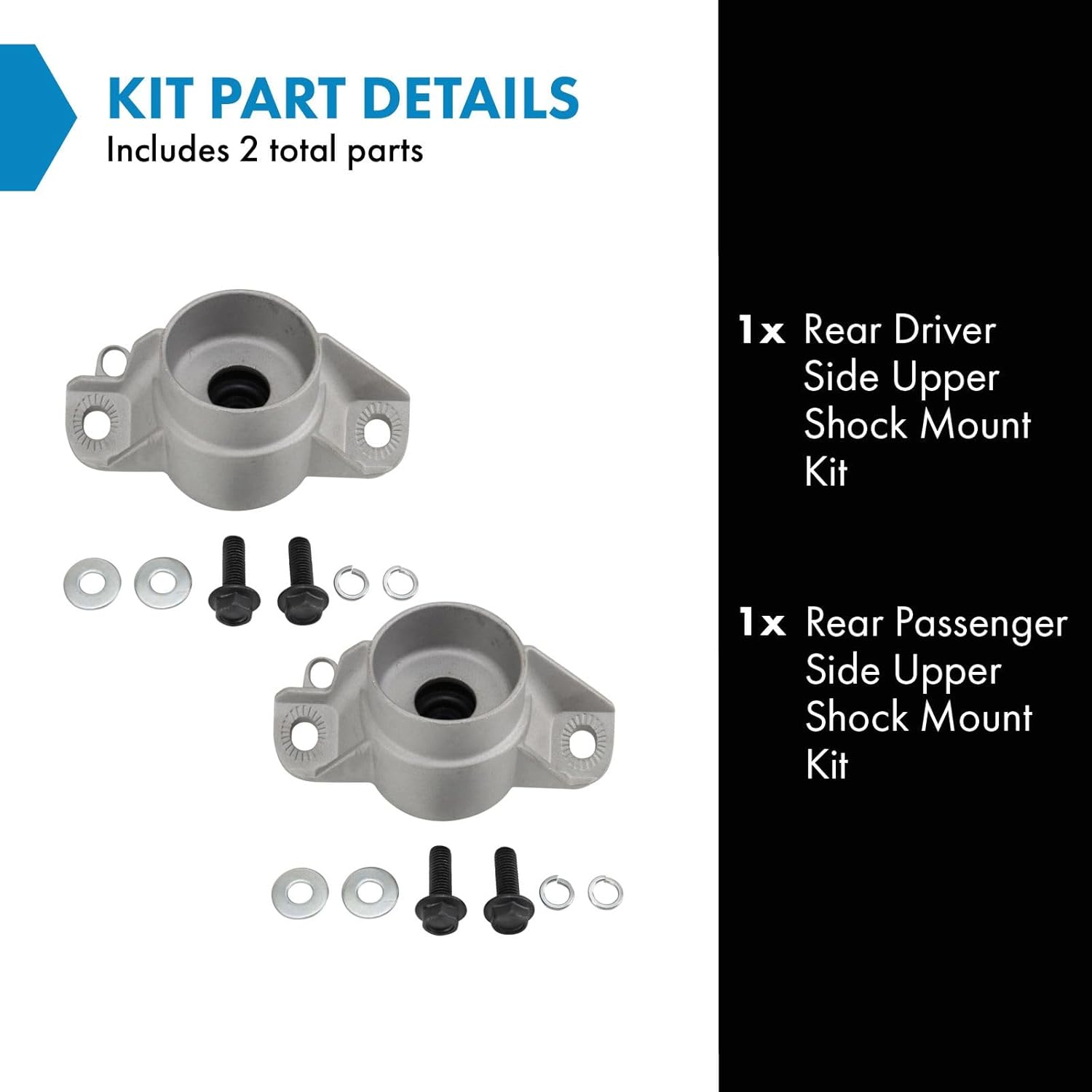 TRQ Rear Upper Shock Mount Kit Compatible with 08-17 Audi 15-22 Porsche