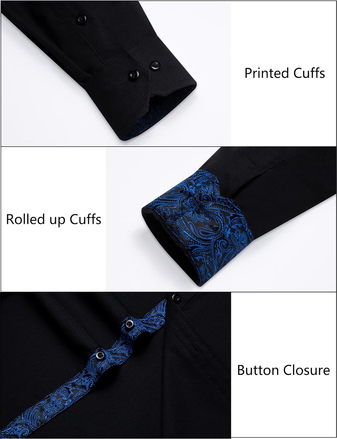 Mens Dress Shirt Long Sleeve Casual Button Down Shirt Wrinkle Free Formal Business Inner Collar Contrast Shirts - Image 5