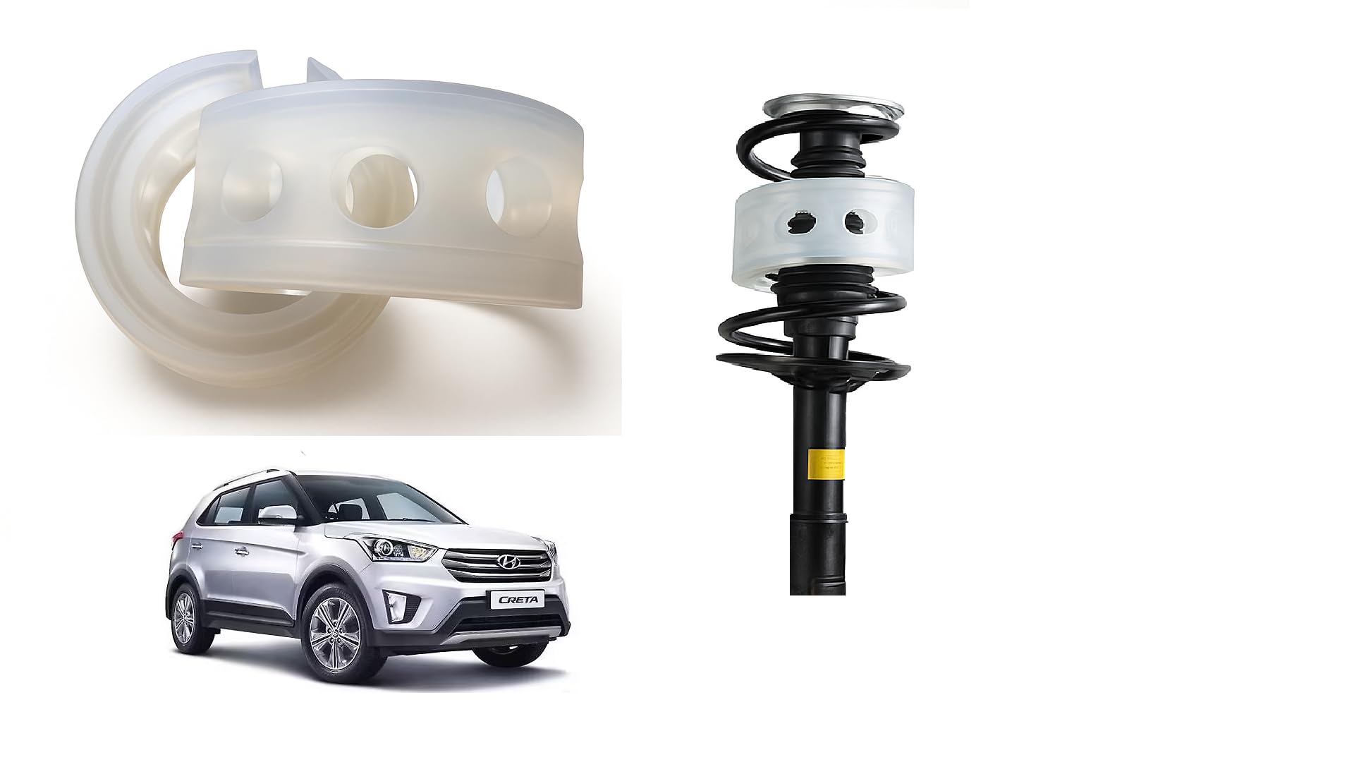 Autoclean Front Car Coil Spring Buffer Kit For Increasing Car Height, Car Cushioner, Shock Absorber And Stabilizer Suspension Accessories For Creta [2015-2017]- Size B-image-41