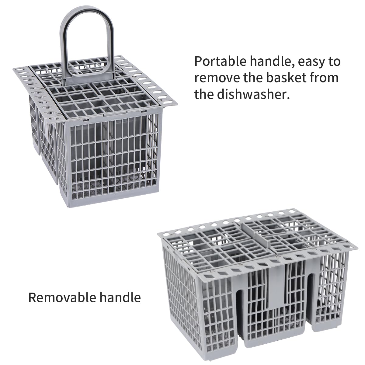 Cesta de repuesto Cubiertos Lavavajillas para Hotpoint 99673-8729, C00257140, C00386607 BF41, BF50B, BF50W,BLT64A (Gris)