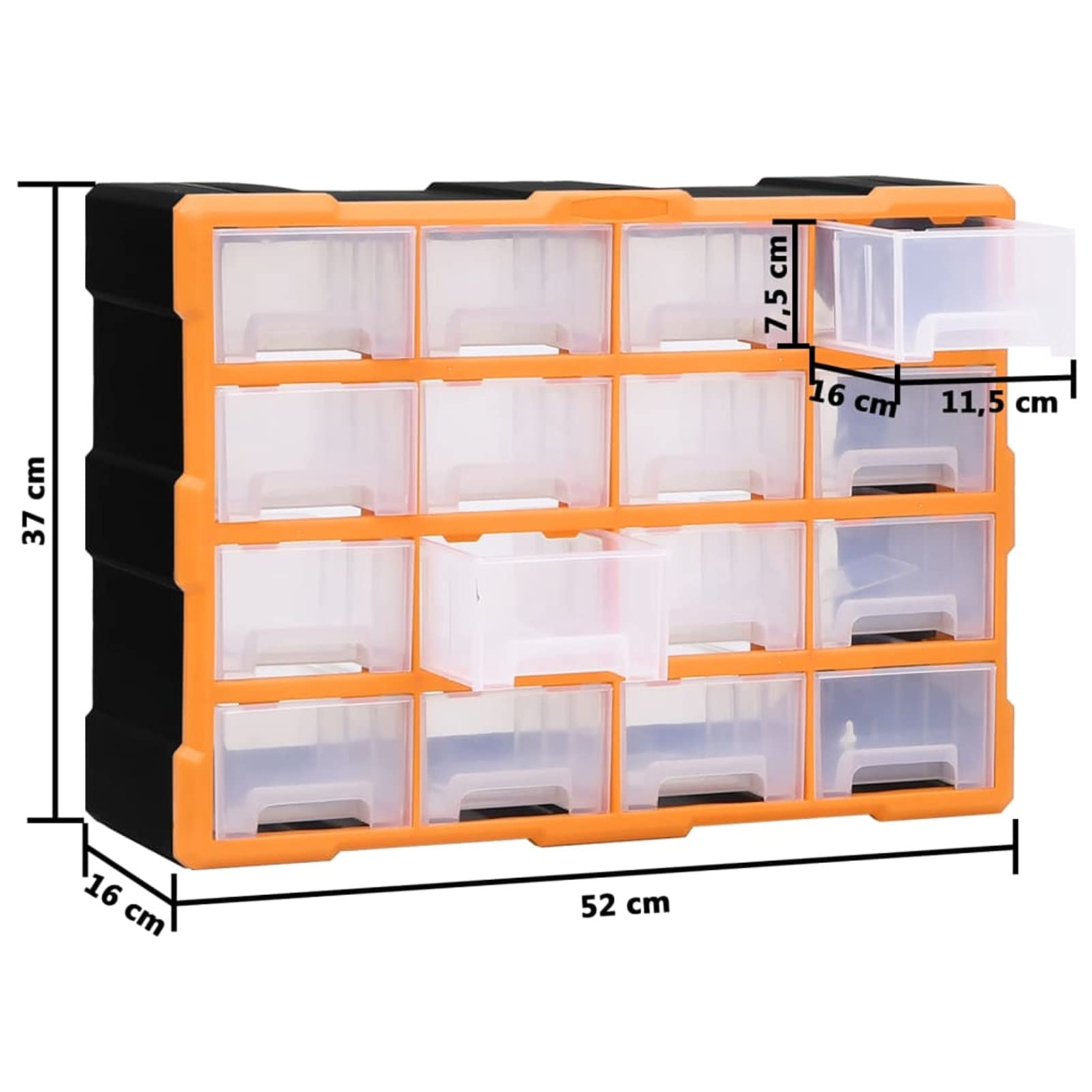 Gecheer Mobile Contenitore con 16 Cassetti Medi 52x16x37 cm,Cassettiera Box Organizer Porta Minuteria per Officina,Cassetti Multiuso,Scatole per Cucito in Plastica/Scatole per Componenti