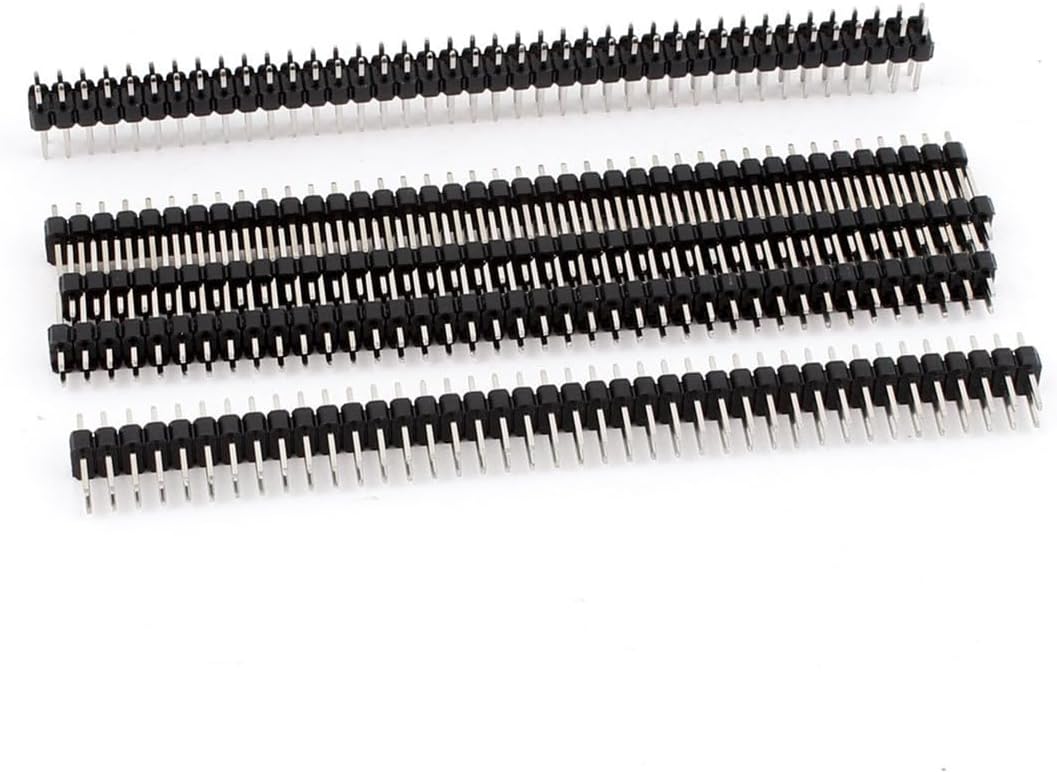 8 Pack Dual Row 40 Pin PCB Header 2.54mm Pitch Right Angle Male Header Pins, 2x40 Through Hole PCB Connectors for Breadboard Arduino Electronics