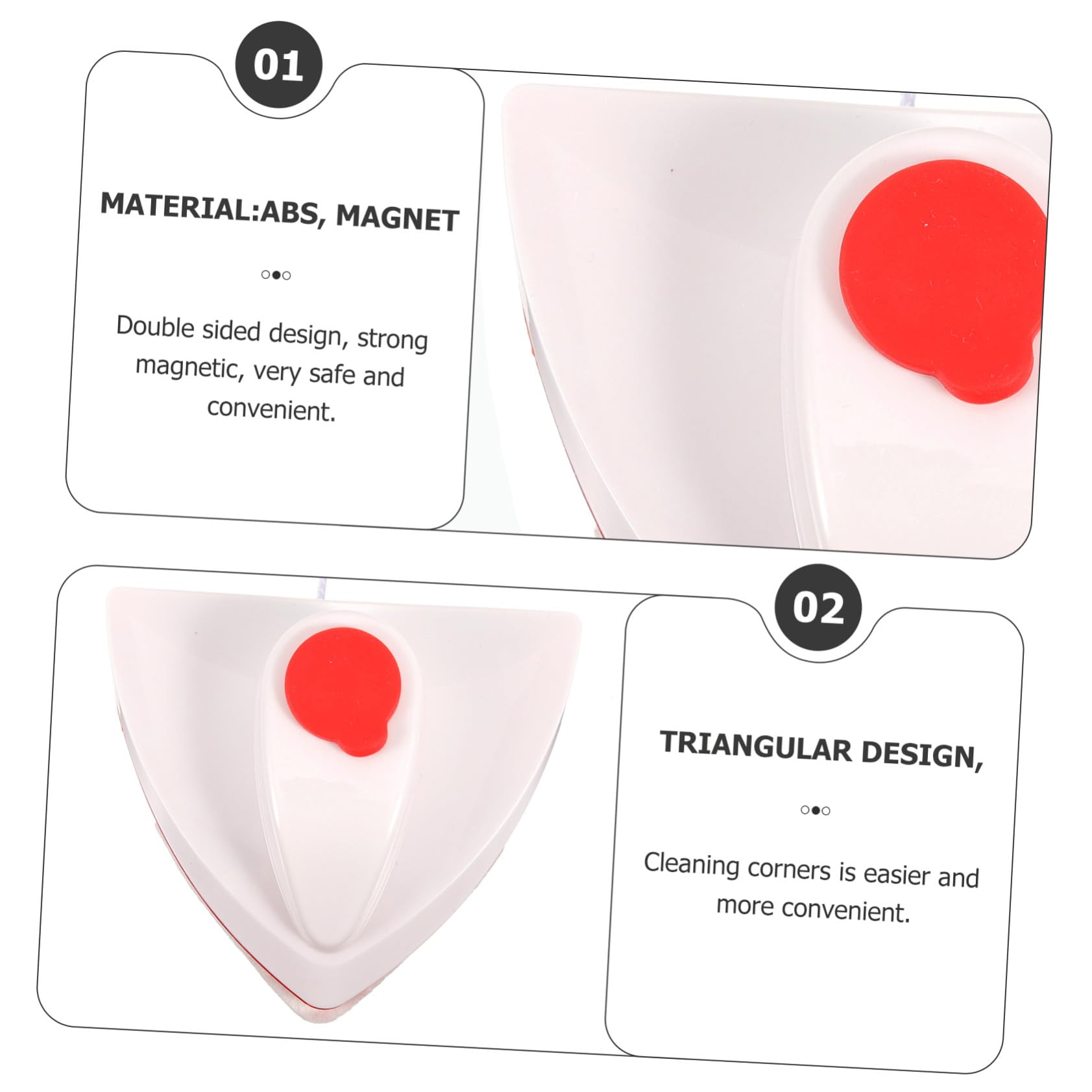 PLAFOPE Limpiacristales Magnético de Doble Cara para Ventanas, Accesorio Triangular de Abs Imán Fuerte, Seguro y Conveniente para Limpieza Hogar