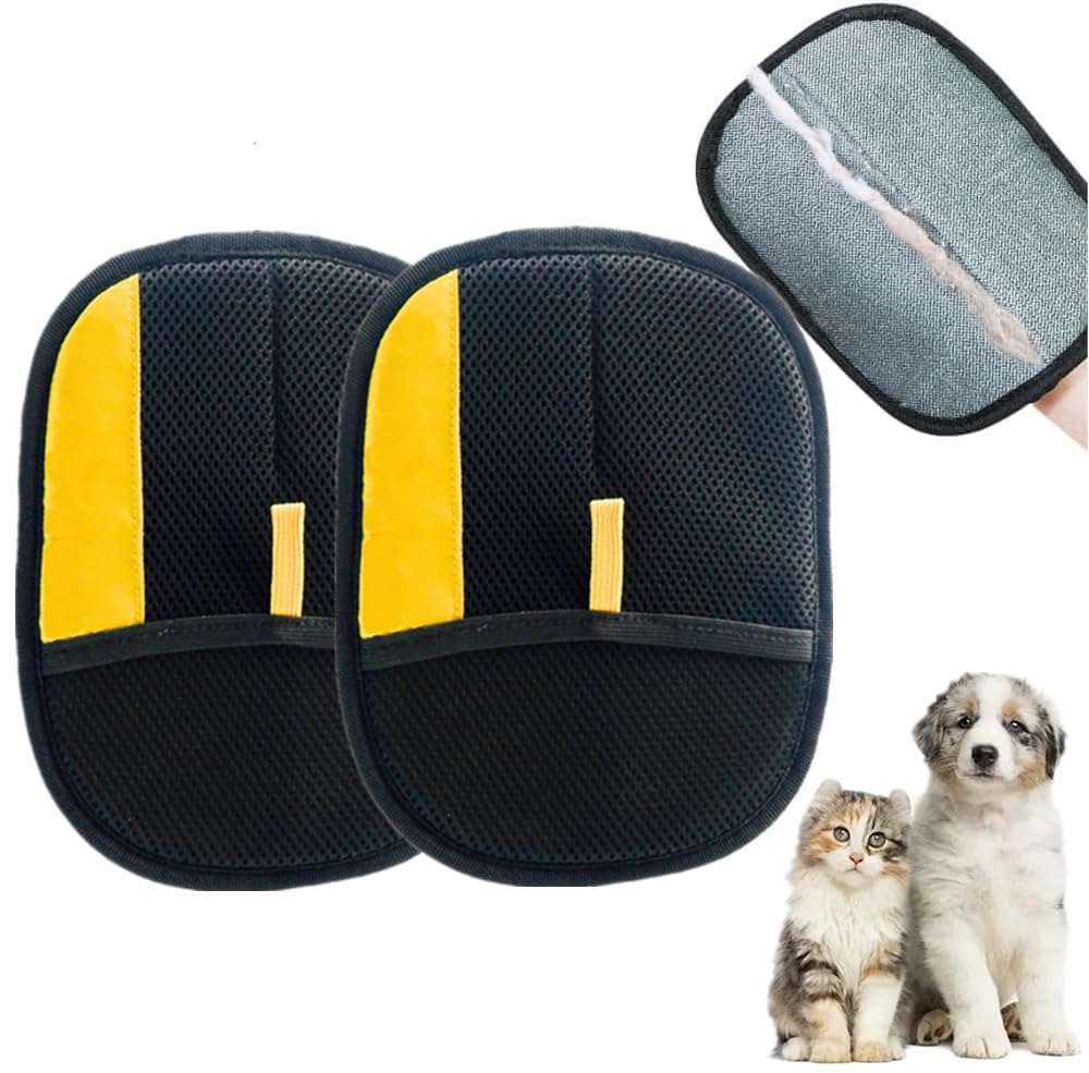 Gahwa Guantes Removedores Pelo para Mascotas, 2026 New Quita Pelos Mascota,Pelo Estático para Perros y Gatos,Pets Double Sided Grooming Glove, Pet Hair Remover Gloves (2 PCS)