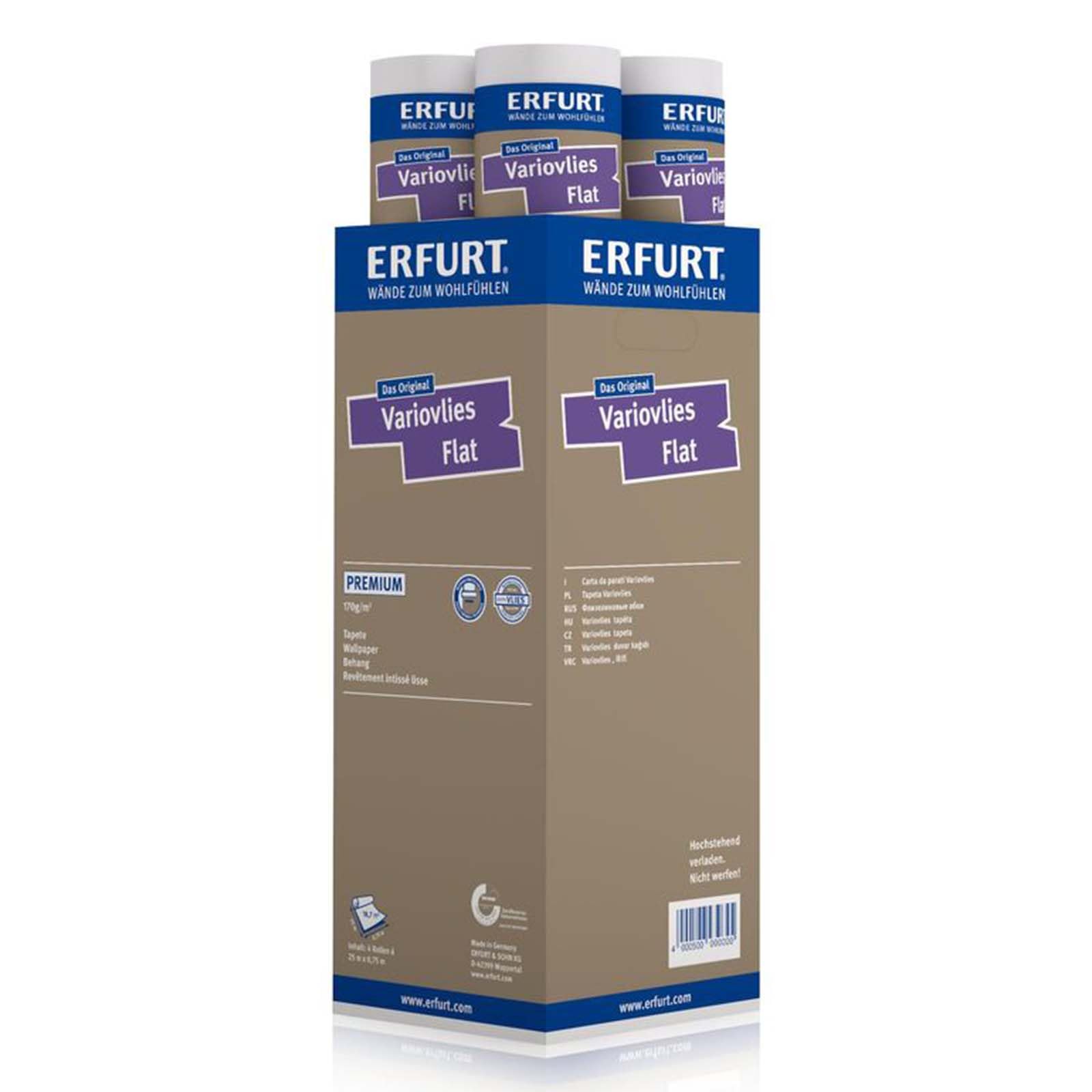 Erfurt Variovlies FLAT Premium 170g Zellulose-Glattvlies 25X0.75 Tapete 4 Rollen 1003706