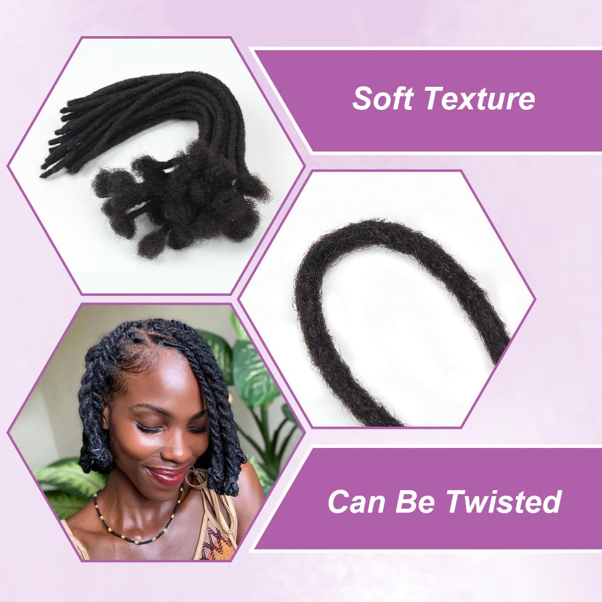 8 inch 50 Strands Loc Extensions Human Hair, 0.4cm Width 100% Human Hair Dreadlock Extensions for Men/Women, Can be Dyed Soft Dreads Extensions,613#Blonde