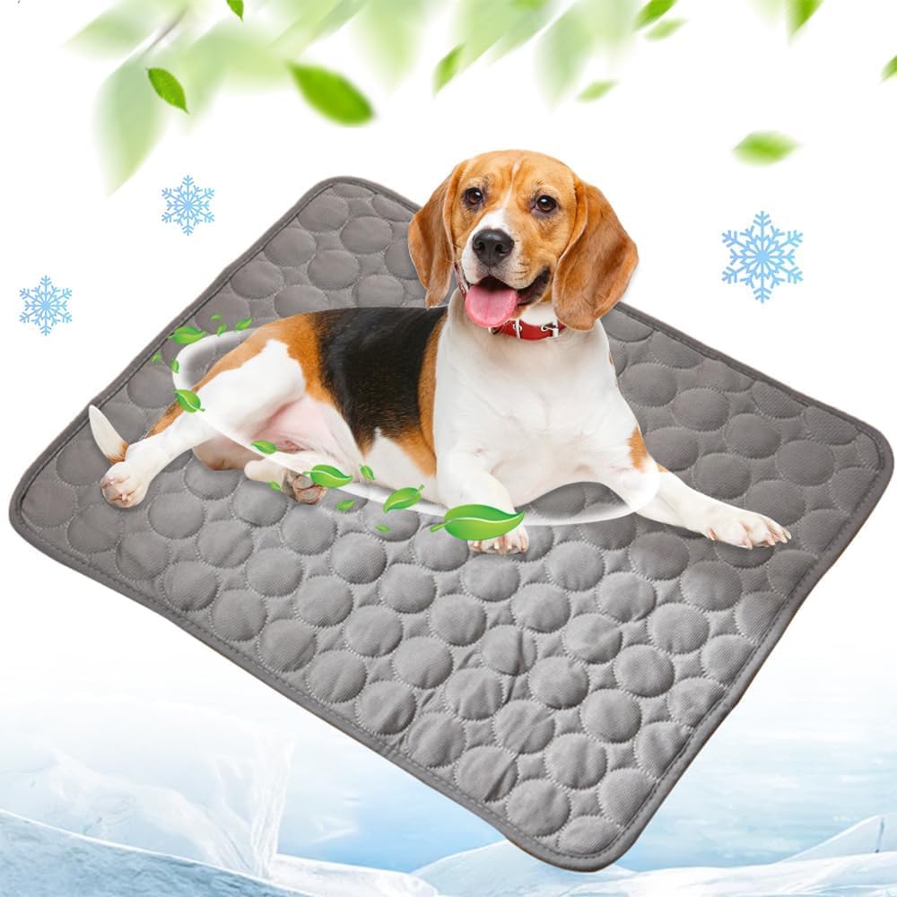 Pet Cooling Mat for Dogs & Cats - Cooling Mat Self Cool Pad for Dog and Cat, Washable Portable Pet Coolings Pad for Dogs & Cats Sleeping Mat for Home & Outdoor Car Seats (Dark grey, 50 * 60cm)