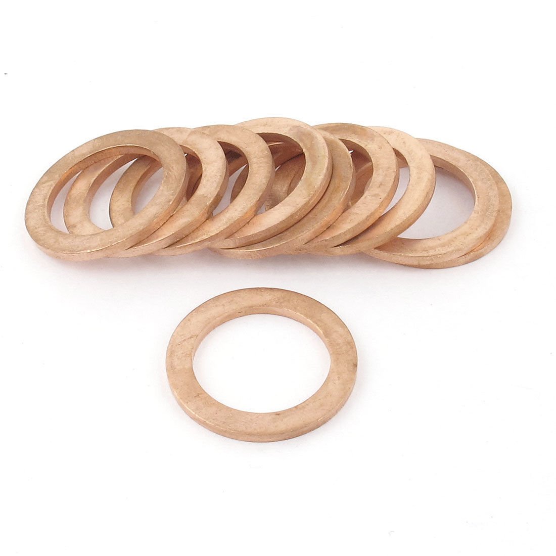 10 Pcs Copper Flat Washer Ring Gasket Seal Fitting Copper Tone 19 mm ID 27 mm OD