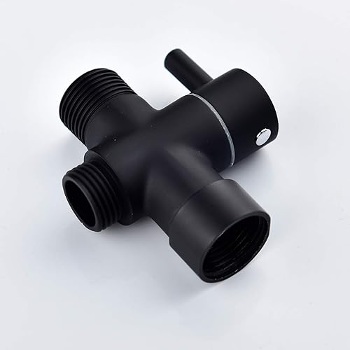 Miniatura 5 de Válvula en T de 78 "Válvula desviadora de inodoro de 3 vías Adaptador de bidé de latón con apagado para rociador de inodoro de mano, negro, DSF006B
