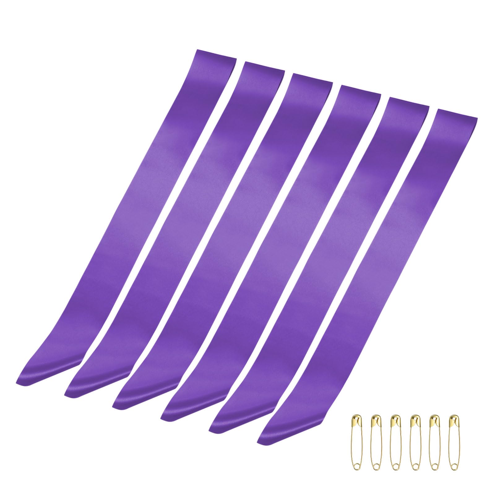 PATIKIL 160 x 9.5cm Blank Satin Sash, 6 Pcs Purple Plain Prom Queen Satin Sashes for Pageant Prom Graduation Wedding Banquet Birthday Party DIY Decorations