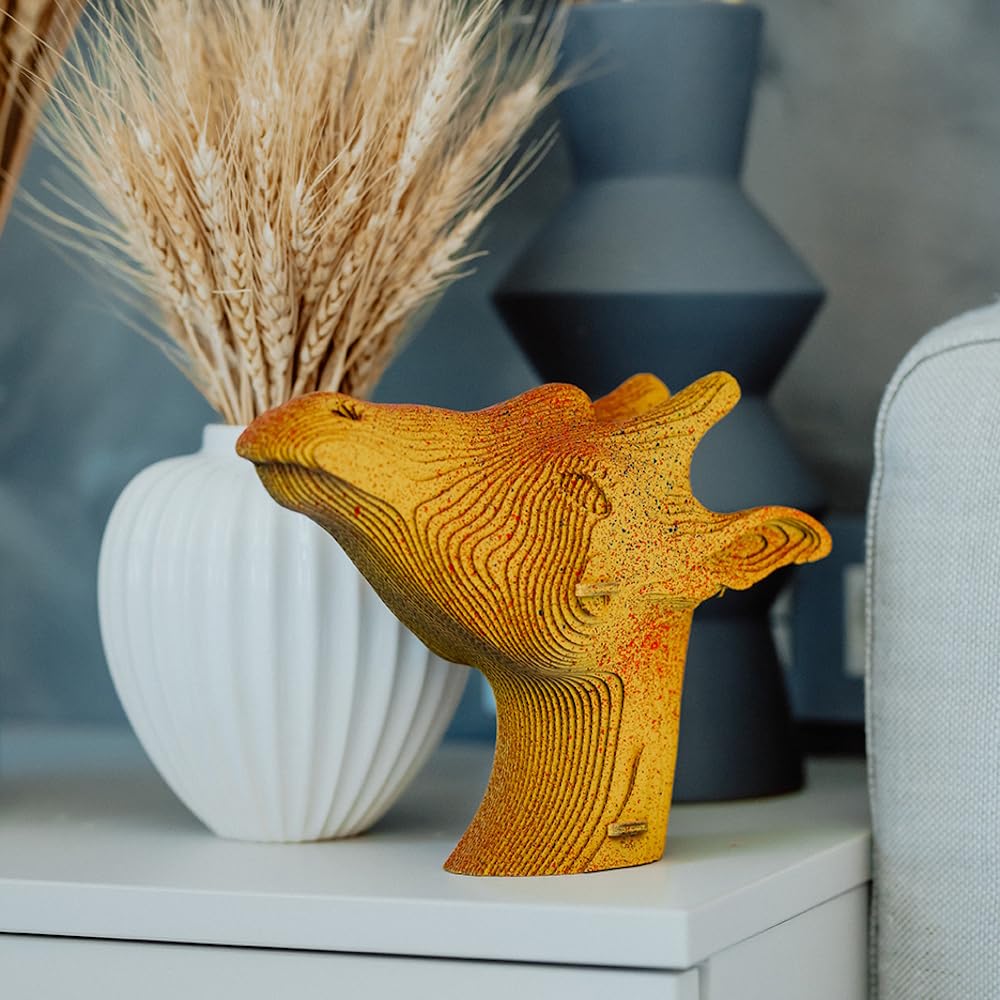 Girafe Puzzle 3D en Carton – Maquette à Monter | 62 Pièces, 22 × 17 × 8 cm – Kit Sculpture DIY à Peindre, Matériaux Recyclés, Ados & Adultes, Idée Cadeau Déco