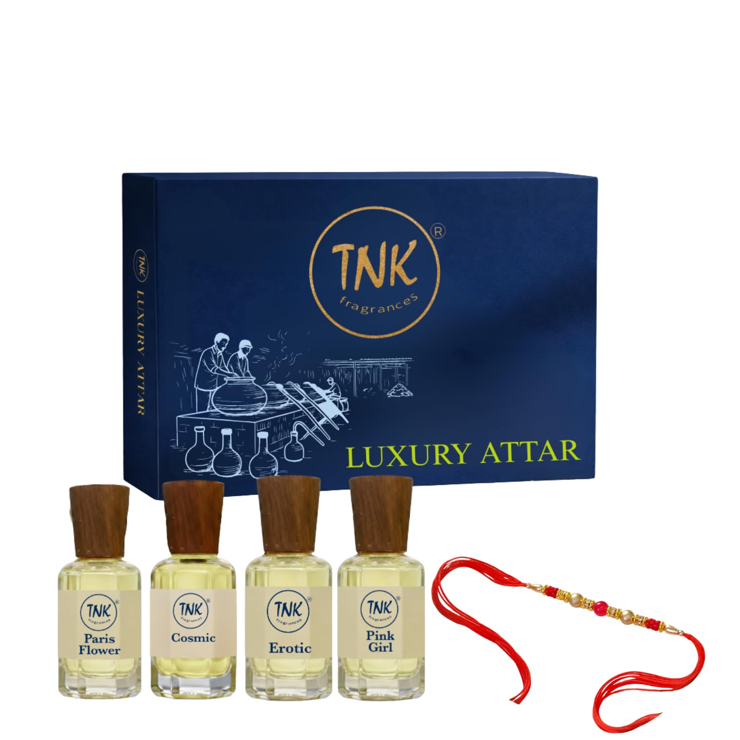 TNK Fragrance Luxury Attar With Rakhi Gift Set | Long - Lasting Roll On Perfume Gift for women | Ittar for Women with Paris Flower, Cosmic, Erotic, Pink Girl | Gift Hamper for Her | Combo Of 4x6ml-image-43