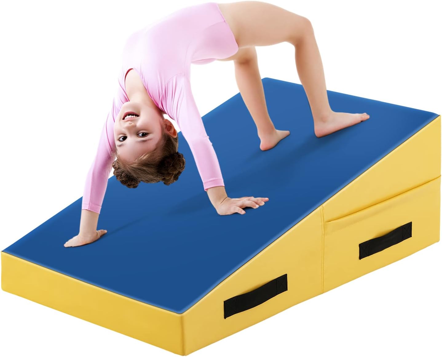 Giantex Gymnastics Wedge Mat, Folding and Non-Folding Incline Gym Fitness Skill Shape Tumbling Mat, Multiple Size Cheese Mat for Gymnastics for Kids Play, Home Exercise, Aerobics