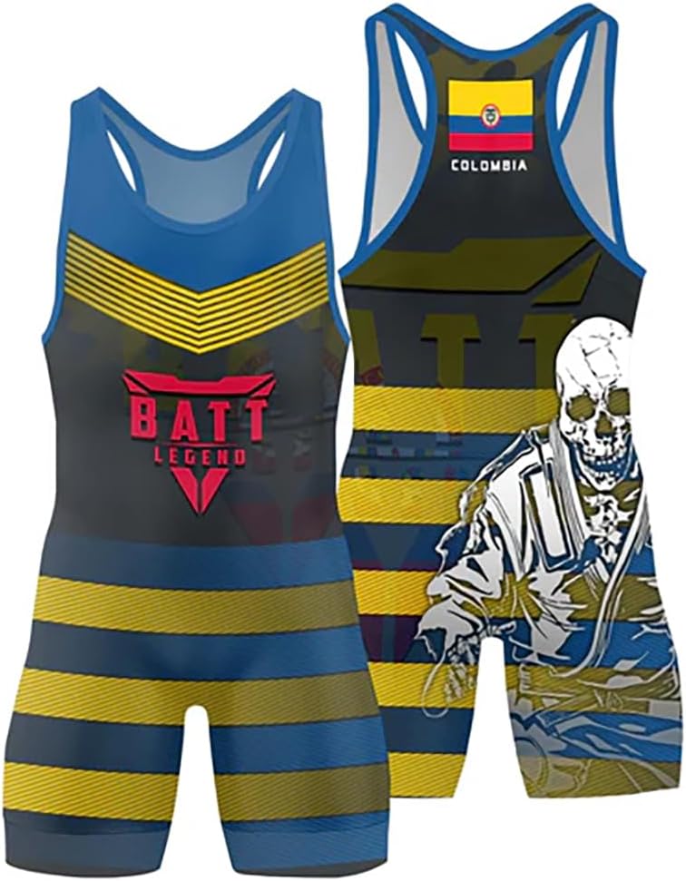 Skull Fighter Men's Wrestling Singlet Comfortable & Breathable for Powerlifting & Gymnastics Training