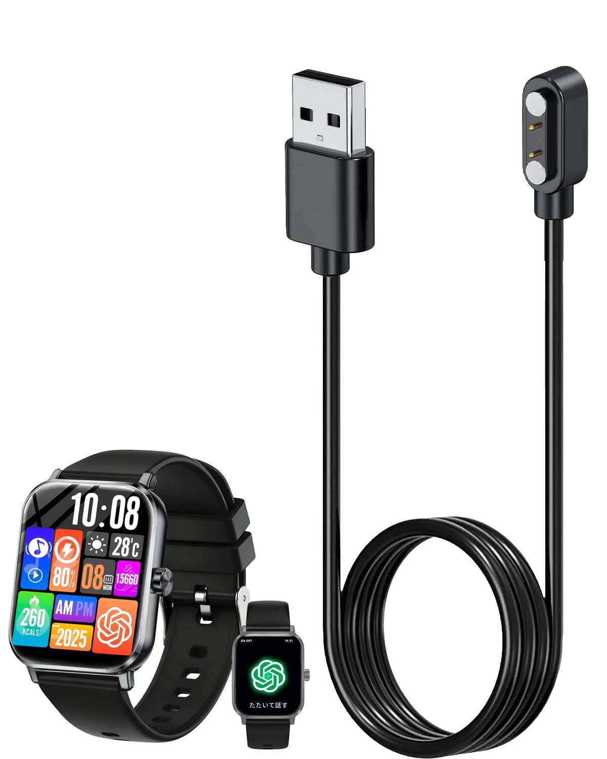 Amazon.co.jp: For Rbbog TK19 スマートウォッチ 充電ケーブル 対応
