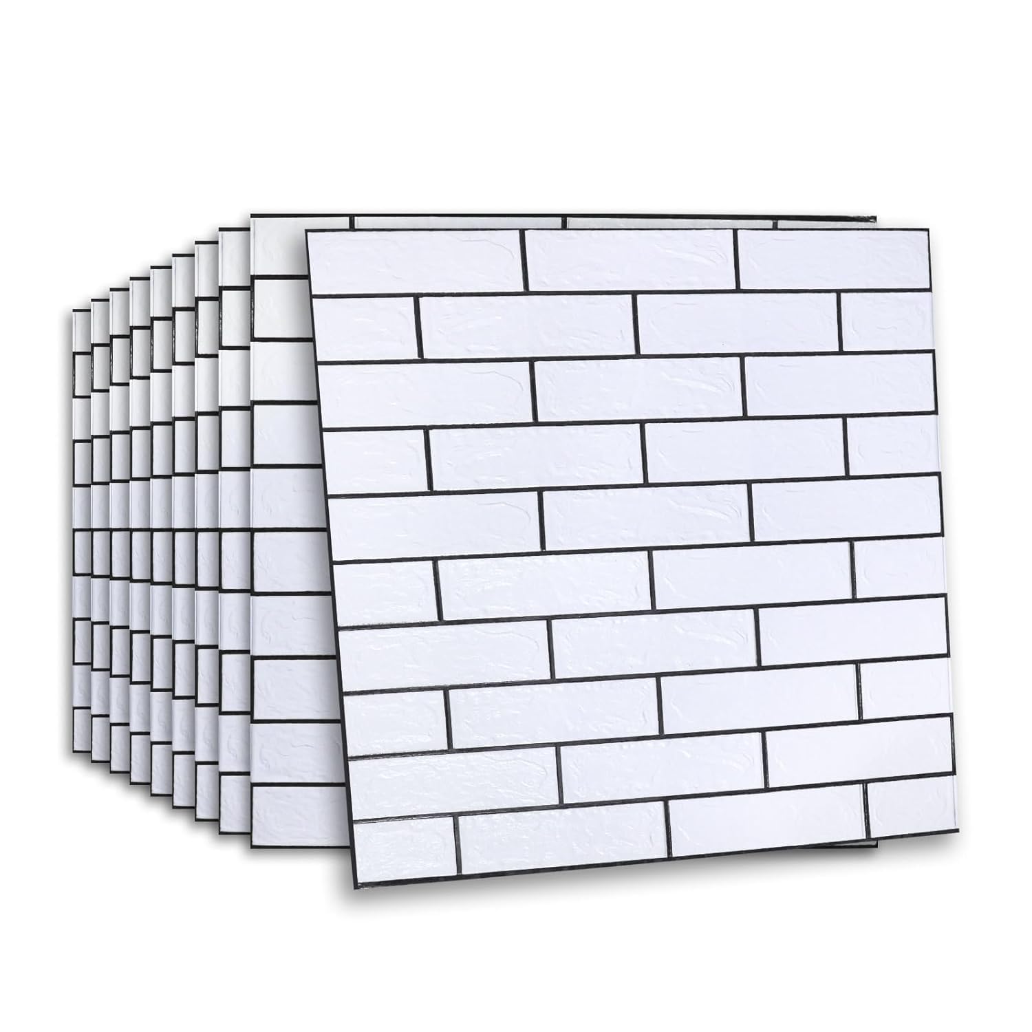 SOFLIN 3D Brick Wallpaper PE Foam self Adhesive Brick Design Wall Stickers/DIY Wallpaper for Home Hotel Living Room Bedroom Cafe Deco (70 x 70 cm, White,Black)