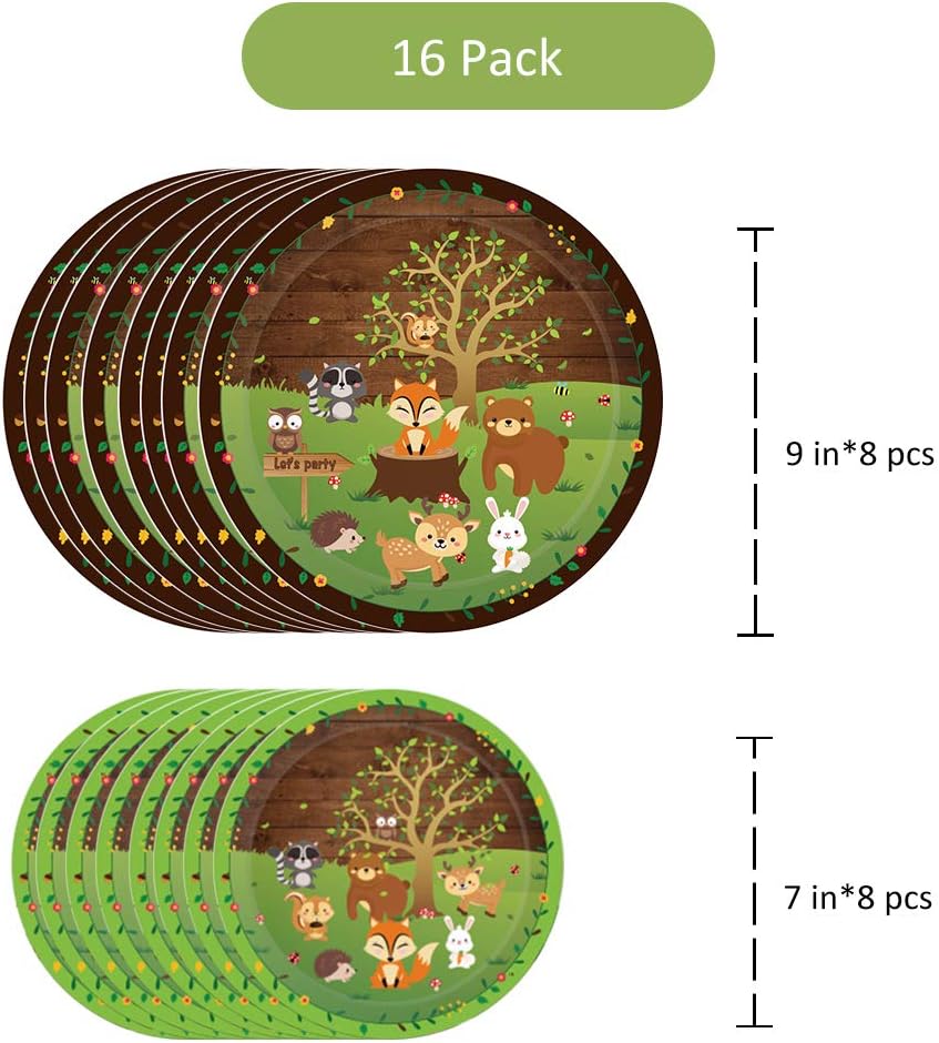 NEI Forest Animal Theme Tableware Set,69Pcs Kids Birthday Party Supplies Including Animal Plates,Paper Cups Plates, Napkins,Straws for Kids Animal Themed Party Decoration Serves 8 : Toys & Games