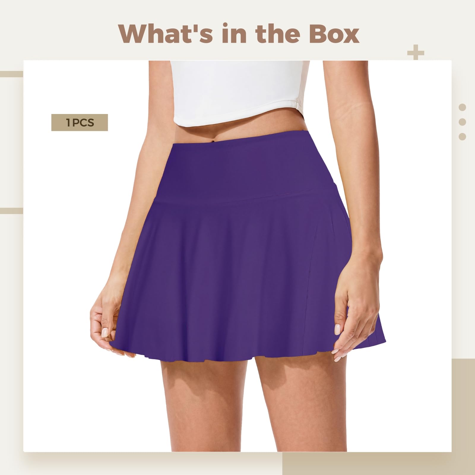 Jupe de tennis noire pour femme avec short intégré, respirant, extensible, en nylon/élasthanne, taille haute, tailles S-Xxxl, violet foncé, taille unique