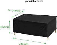 Vista 2 de Funda para mesa de café al aire libre, 48 pulgadas de largo x 24 pulgadas de ancho x 28 pulgadas de alto, cubierta impermeable para muebles