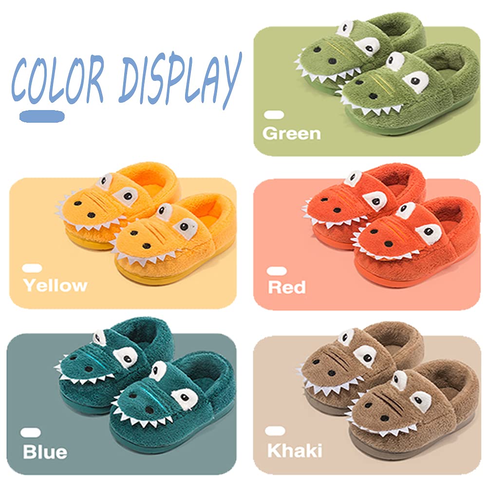 DRECAGE Pantofole Invernali Bambino Bambina Peluche Dinosauro Divertenti Pantofole da casa per Ragazze e Ragazzo Antiscivolo Caldo Ciabatte Verde 25/26 EU Dimensione Etichetta 170