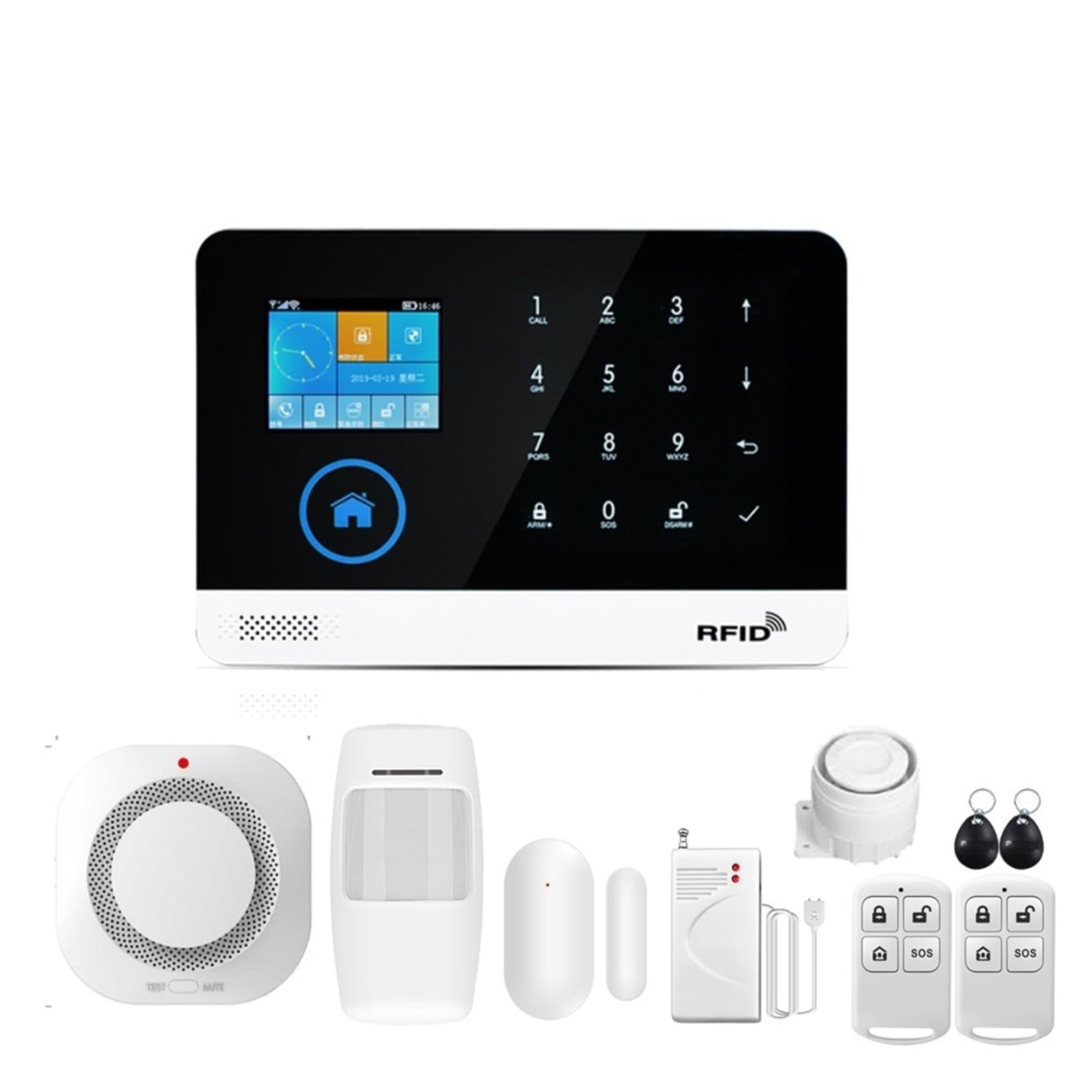 Tuya APP Wifi 4G Wireless Home Burglar Security Alarm System Integrated With Flashing Siren Remote Monitoring(Set C)