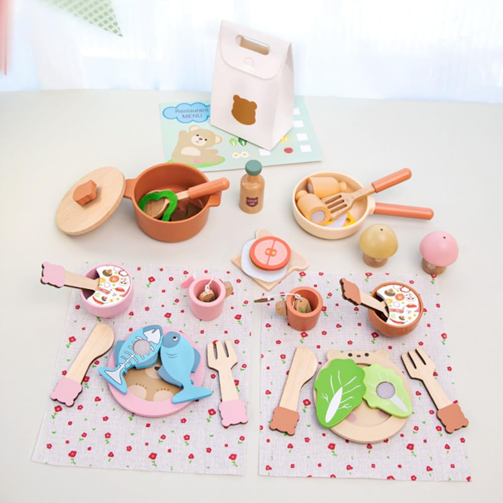 Gioco di finzione in Cucina in Legno, Set di pentole e padelle