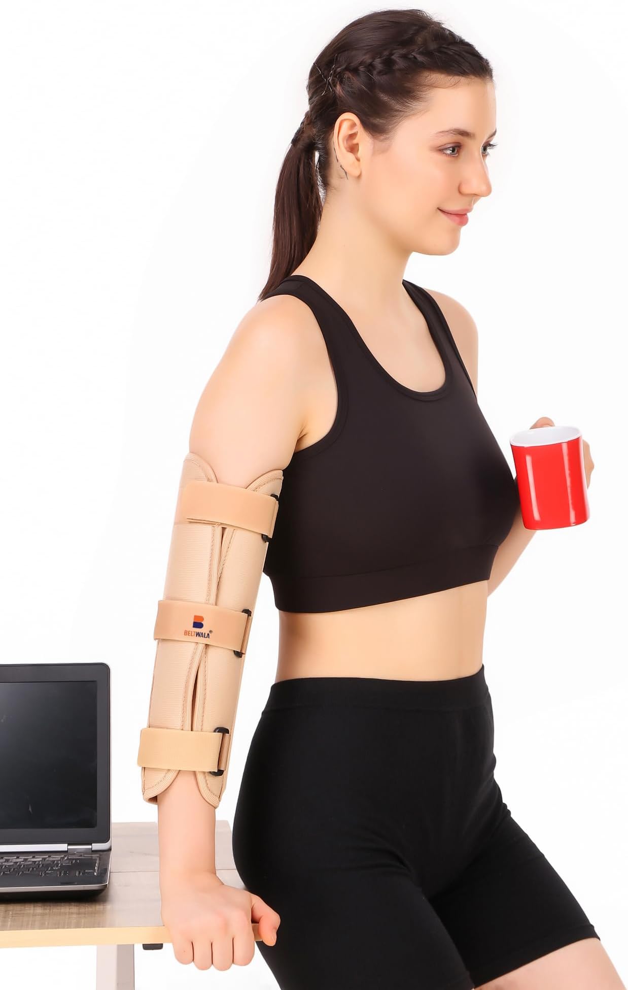 Elbow Brace Arm Immobilizer Splint (M) | Cotton Elbow Support Stabilizer with Aluminum Strips for Fracture, Sprains, Dislocation & Arthritis Pain Relief | Adjustable, Breathable & Lightweight