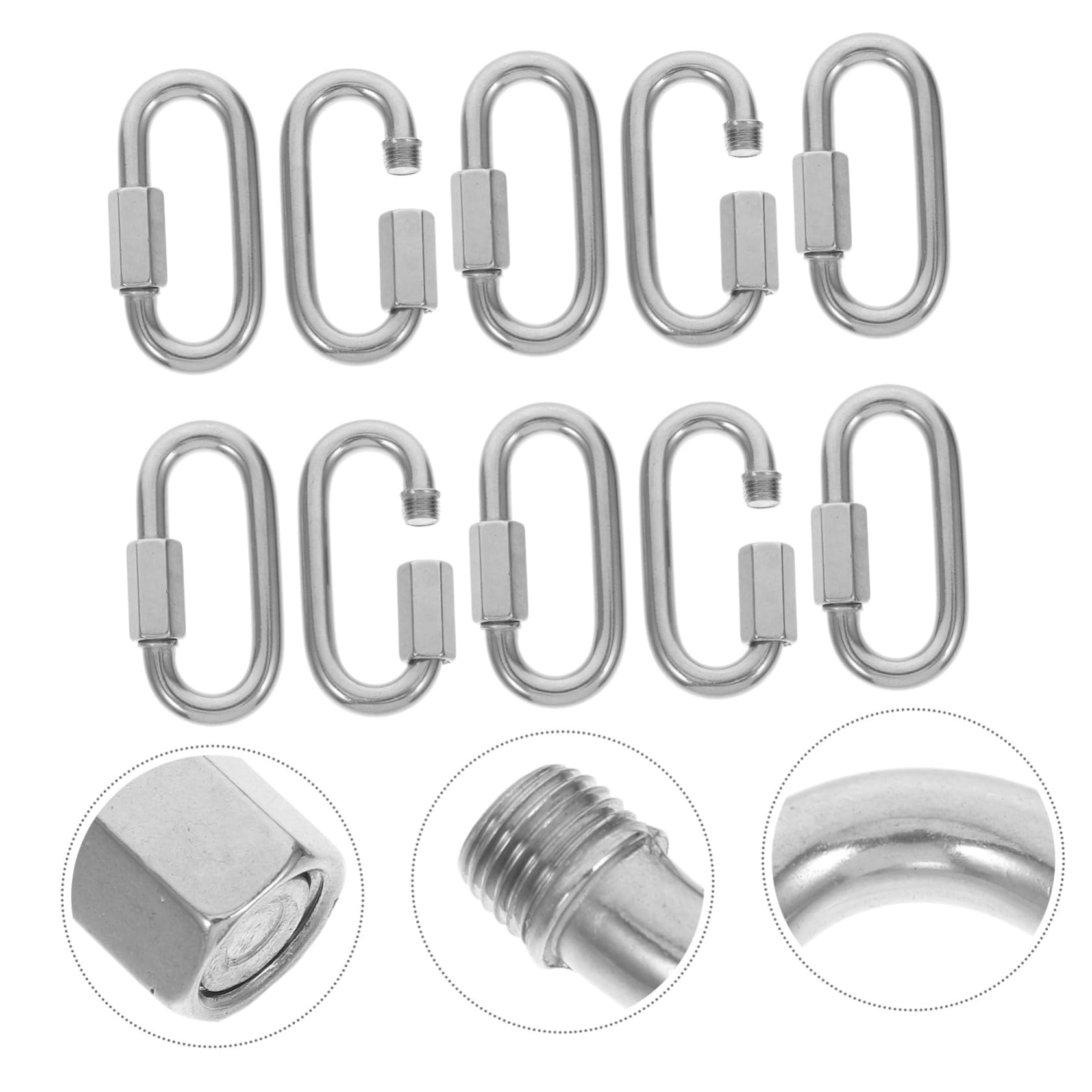 10 piezas Conectores Rápidos de Acero Inoxidable Resistentes y Seguros Forma D para Uso Industrial Construcción y Aviación para Camping y Bricolaje