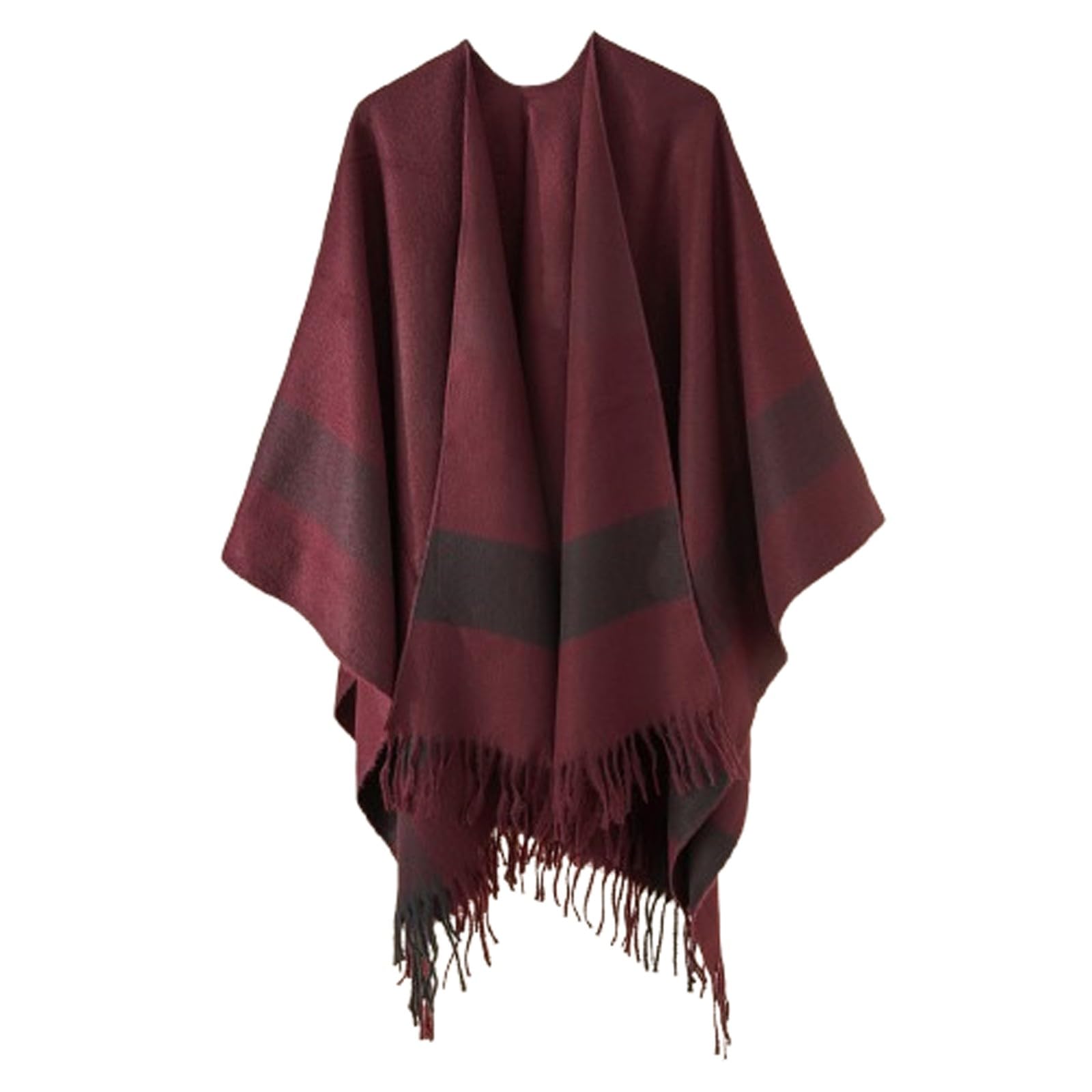 Poncho en polaire pour homme - Hiver - Écharpe chaude - Cape en polaire épaisse - Cape thermique - Automne - Hiver - Mode - Bloc de couleurs - Ouvert à l'avant - Veste d'hiver confortable