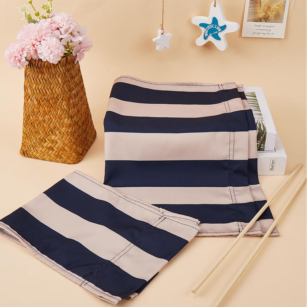 GORGECRAFT 1 Set Directors Chair Cover Canvas Replacement Seat Cover Classic Blue and Beige Stripes Canvas Seat and Back Kit with Wood Stick for Casual Folding Makeup Chair Home Garden Outdoors - Image 4