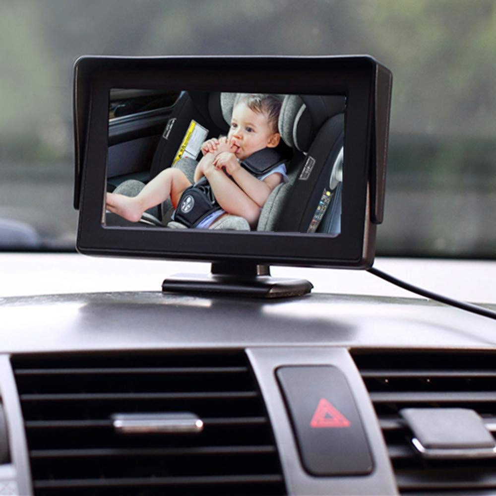 Baby Car Camera +4.3'' HD Baby Car Mirror Monitor Wide View, Night Vision Function Car Mirror Display, Essentials for Newborn, Safety Car Seat Mirror Camera