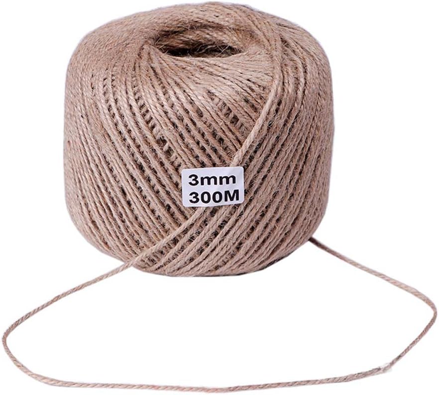 Natural Jute Twine Packing Materials Durable String DIY Crafts Gift Wrapping Twine, 3mm-656ft