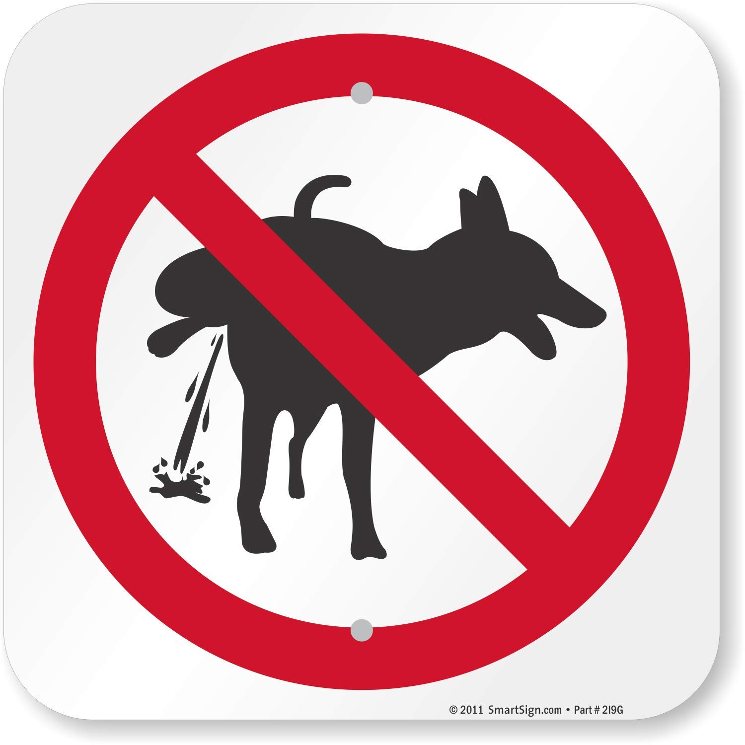 SmartSign 12 x 12 inch No Dog Peeing Symbol Metal Sign, Screen Printed, 63 mil Laminated Rustproof Aluminum, Red, Black and White