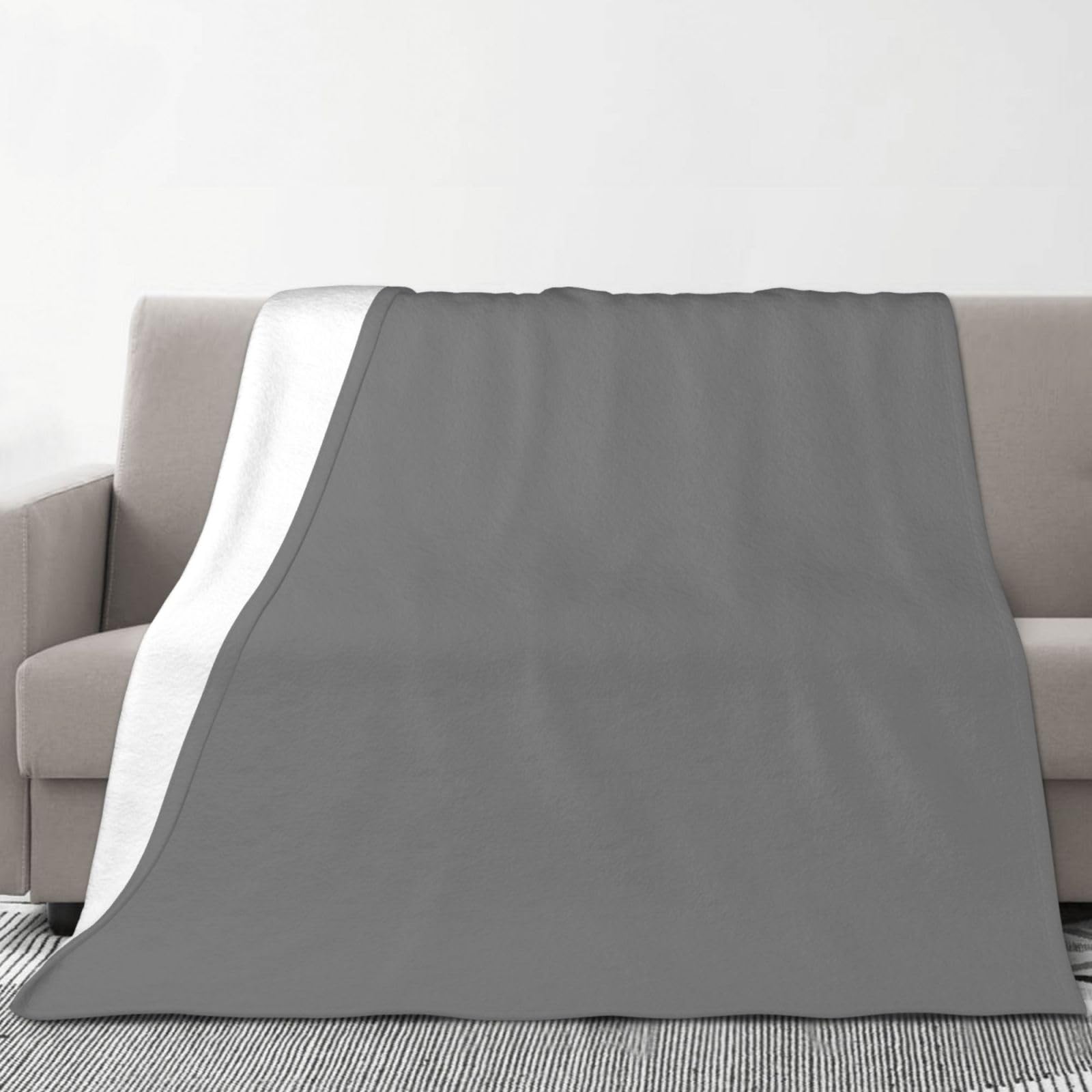 Couverture légère en flanelle gris argenté grand plaid lit salon