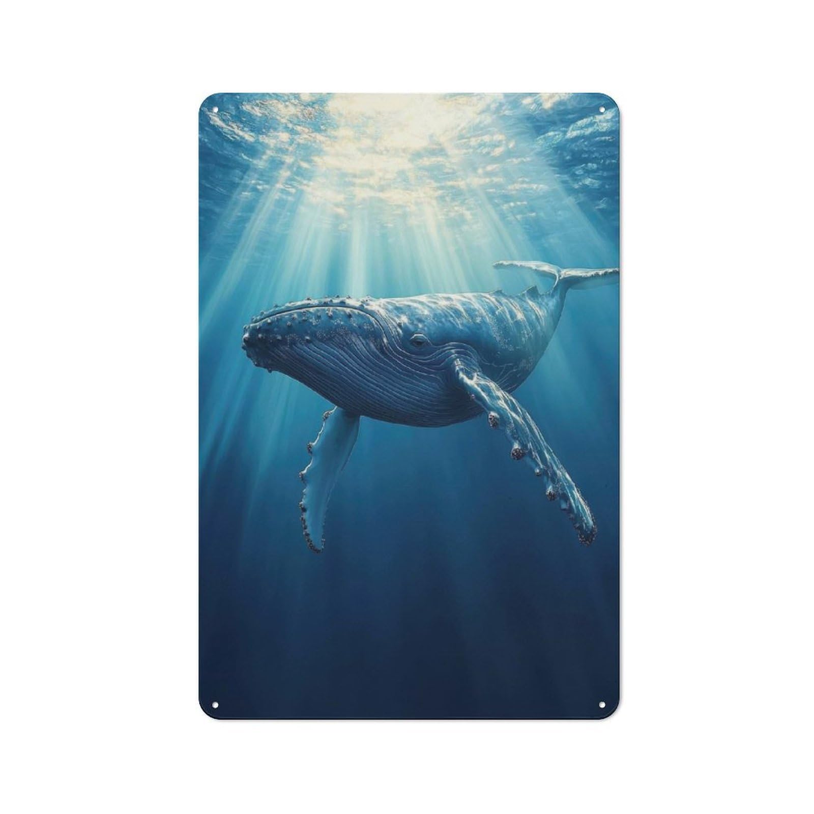 Junmoney Humpback Whale Underwater Retro Metal Sign 30X20cm For Hobby Room Or Studio, Autumn Wall Decor For Creative Interior Collectors