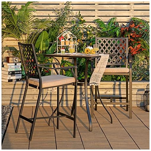 Giantex Patio Bar Table Outdoor Square Bistro Bar High Table All