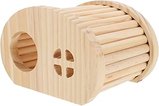 balacoo Hamster Wooden Hideout House Natural Wood Pet Rats Climbing Play Hut Hideaway Room for Small Chicken Hedgehogs Chinchilla Habitat Pet Cage Accessories