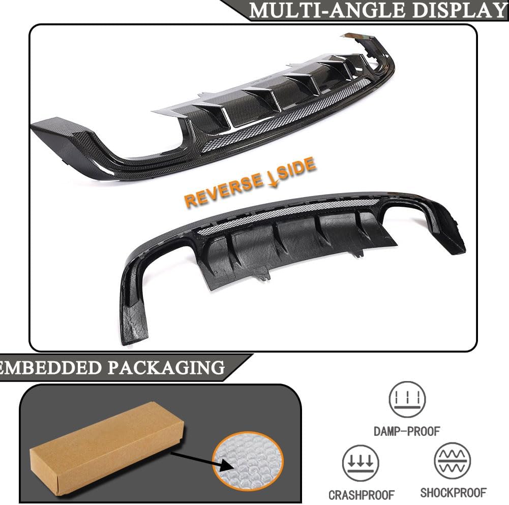 Real Carbon Fiber Rear Bumper Diffuser for Audi S5 A5 B9 Sline Coupe Convertible Sportback 2Door 4Door 2017 2018 2019 Lower Bumper Lip Spoiler Body Kit Factory Outlet