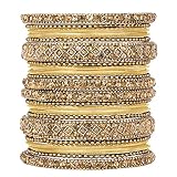 TONGARI Chura Chuda Armreif, vergoldet, Metall, für Damen, Mädchen, Hochzeit, Brautschmuck, indisch, Größe 2,6, Messing, Ohne Edelstein.
