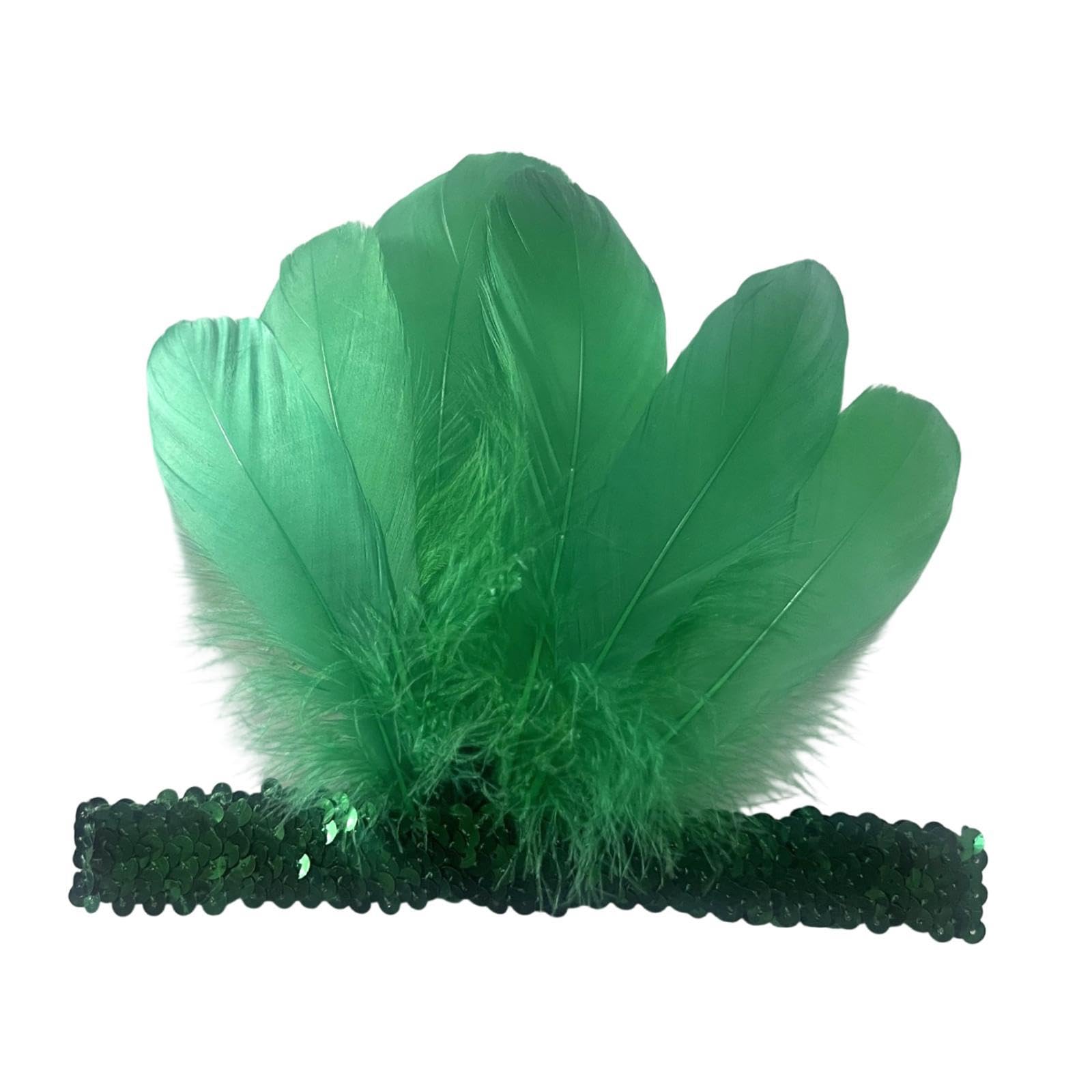Harilla Feather Headband Feather Headpiece for Cosplay Carnival Stage Performance Dance, Green