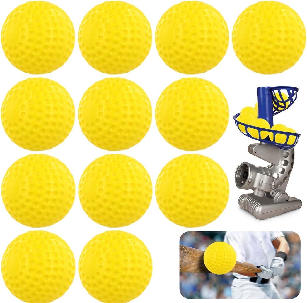 12 Dimpled Softballs for Pitching Machines, 9In Baseball Training Balls, Ideal for Strengthening Hand-Eye Coordination, Sports Practice Equipment