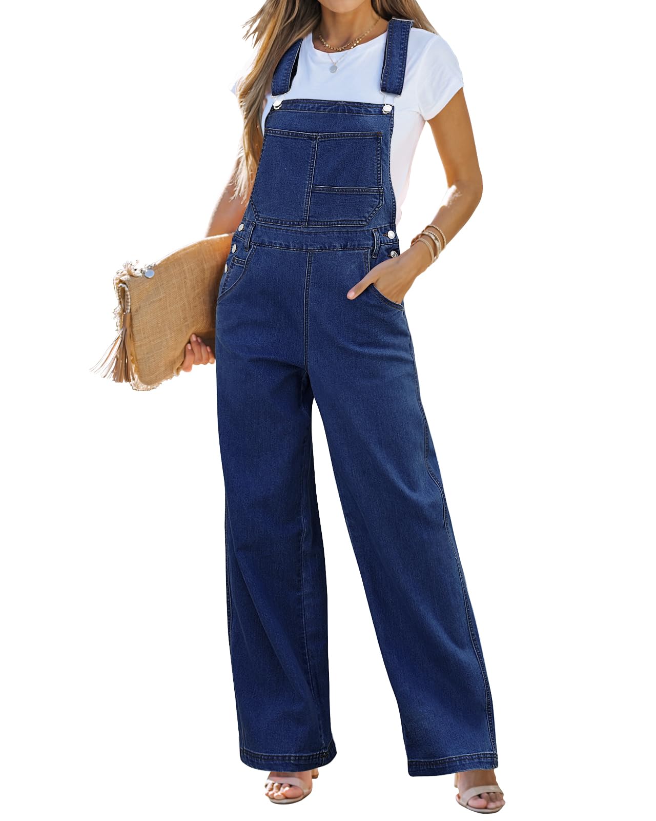 Vetinee Jean Overalls for Women Loose Fit Stretchy Denim