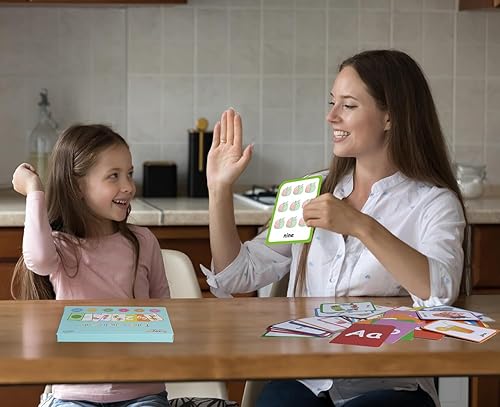Miniatura 5 de ZazzyKid Tarjetas didácticas para el aprendizaje de los niños pequeños 54 tarjetas de doble cara para alfabetos, números, colores, formas - juguetes