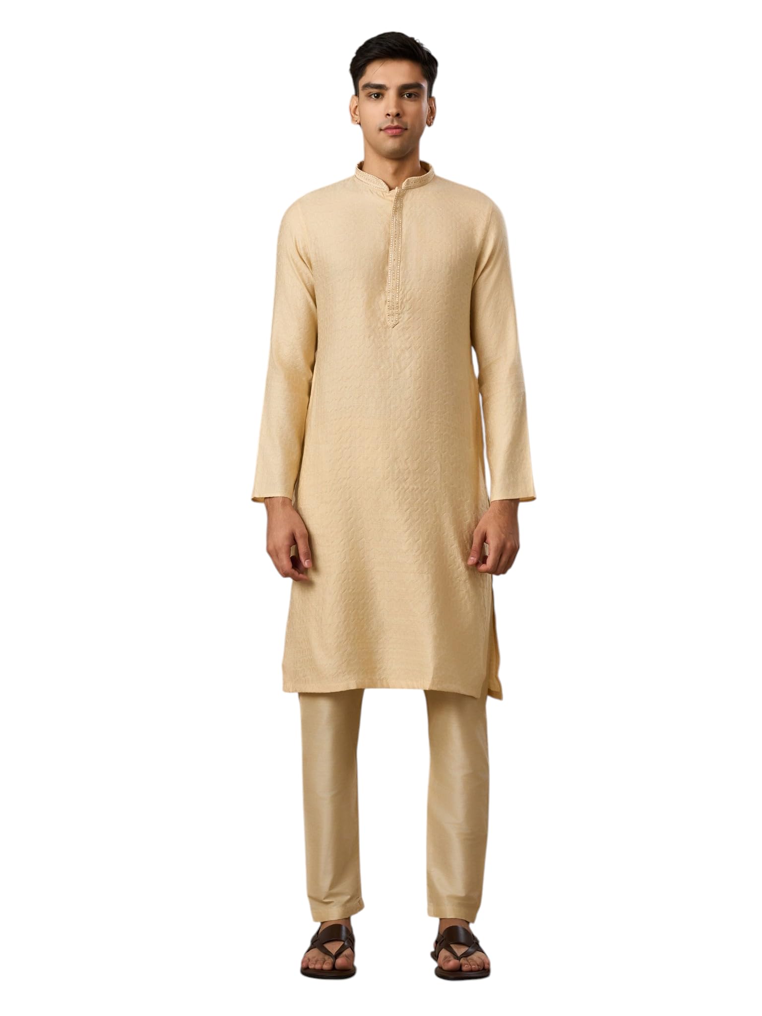 Men's Blended Viscose Self texture Traditional Kurta Set (2pcs)-image-7