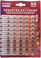 LOOPACELL 50-Pack Assorted High-Power 1.5V Alkaline Button Cell Batteries AG3/LR41 AG4/LR626 AG5/LR754 AG10/LR1130 AG13/LR44