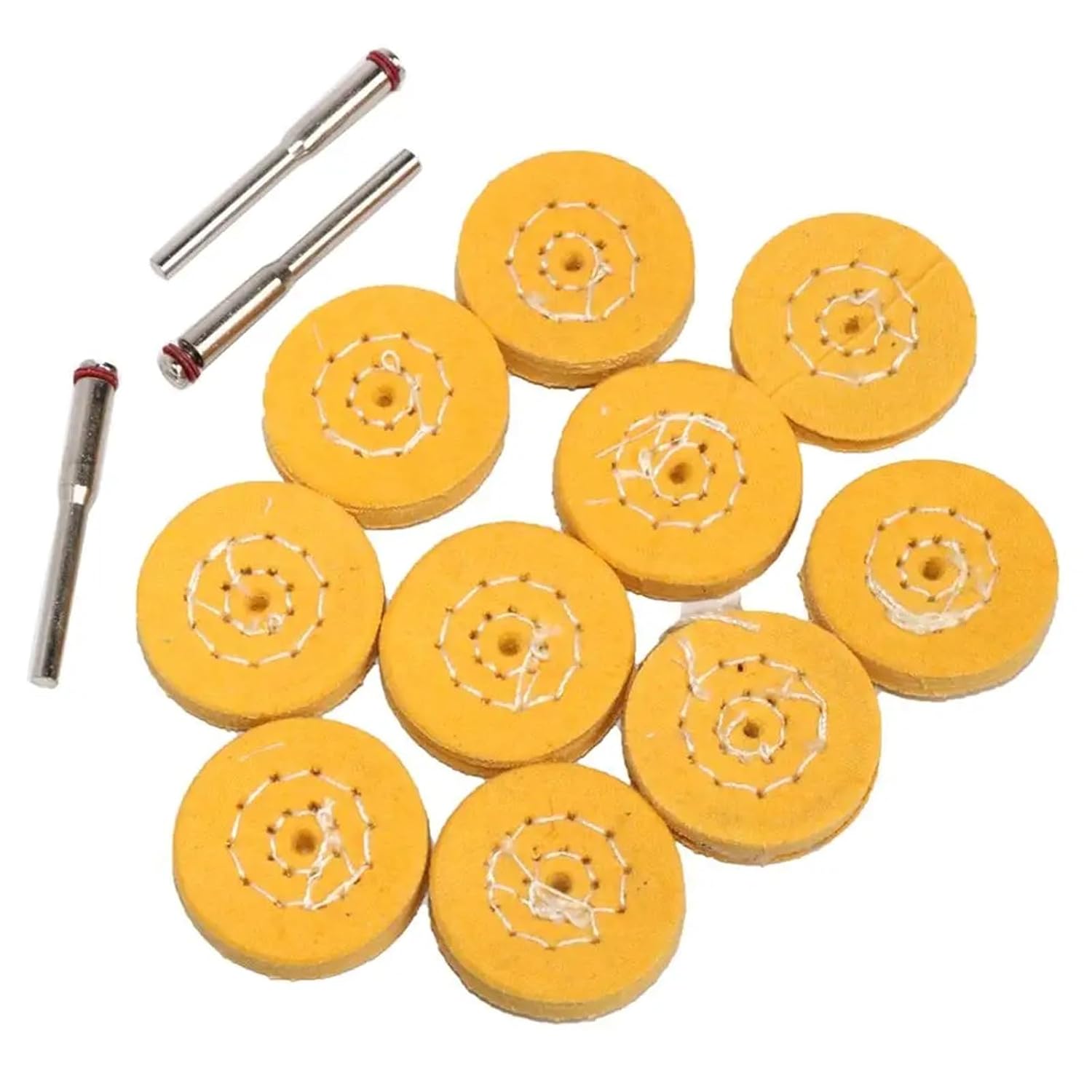 Cotton Cloth Grinding Sanding Head Abrasive Buffing Wheel 3mm Shank Thread Polishing mini Brush for Dremel Drill(50mm Yellow 5pc)