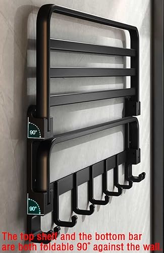 Miniatura 4 de GreyTowel Estante montado en la pared, sin taladro ni tornillo, longitud de la ducha de baño de 22.4 pulgadas, barra de toalla doble con estante