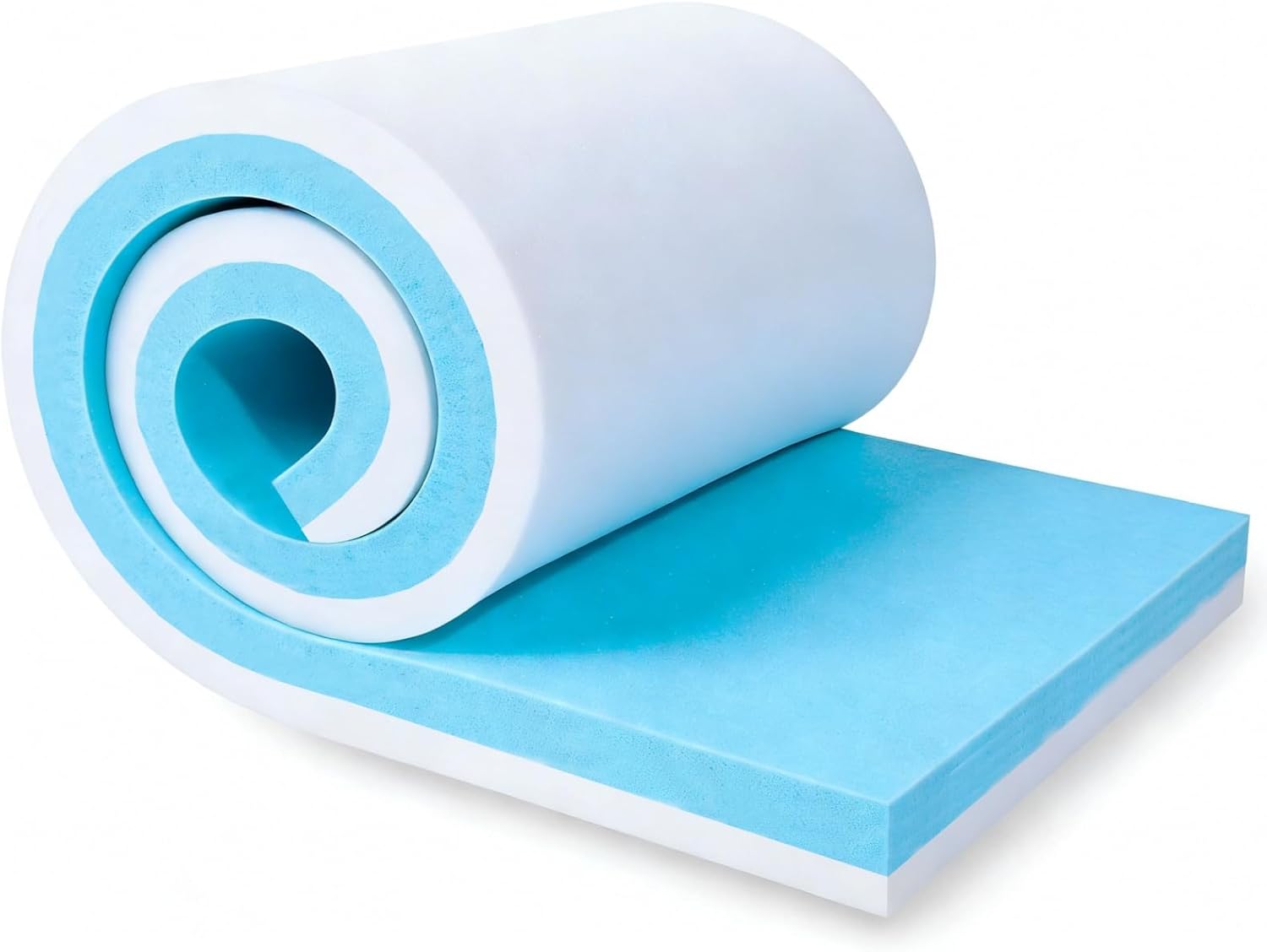 EXJEXJ Upholstery Foam, 72" x 24" x 2" High Density Gel Memory Foam Padding Couch Cushion Support, Cut to Size Foam Replacement Pad for Sofa Sag Support