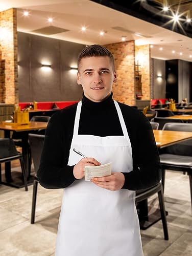 Miniatura 5 de Delantales de cocina blancos unisex con lazos extra largos para cocinar en cocina y parrilla, pintura, manualidades