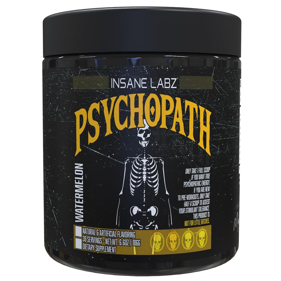 Psychopath, High Stimulant, Insane Energy, Focus and Endurance Preworkout Powder with Panax Ginseng, Rhodiola, Red Sage Root & Rauwolfia (30, Blue Raspberry) — Amazon image 4